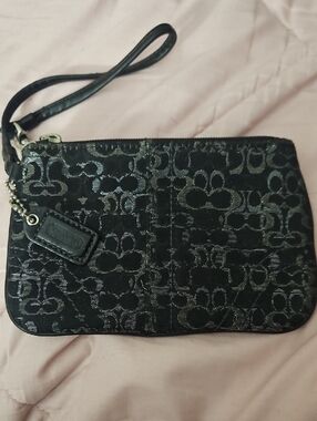 Coach Black Jacquard Signature Wristlet